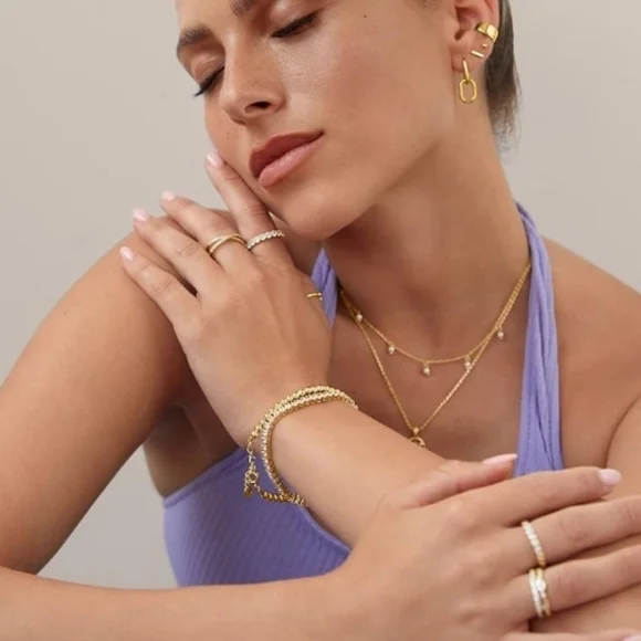 14K White Gold Plated Huggie Chain Link Drop Dangle Hoop Earrings - Picture 3 of 5